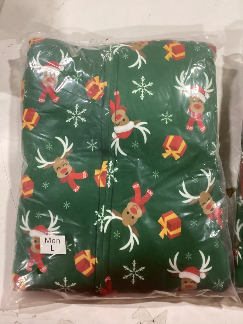 Condition photo showing New/Like New for ANGELGGH Family Matching Christmas Onesie, Cute Vacation Xmas Print One Piece Pajamas, Hooded Holiday Sleepwear Nightwear PJs Men X-Large Hat Reindeer