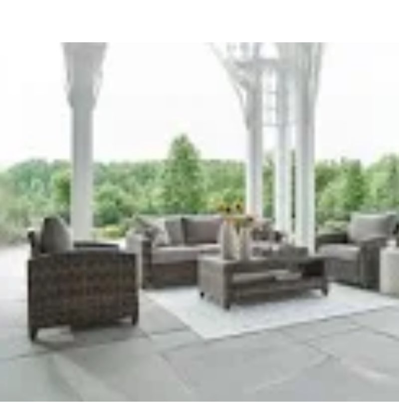 ( incomplete) ( 2 Armless sofa , 1 otoman , 1 rain cover) Patio conversation set ABPFS170BE-3