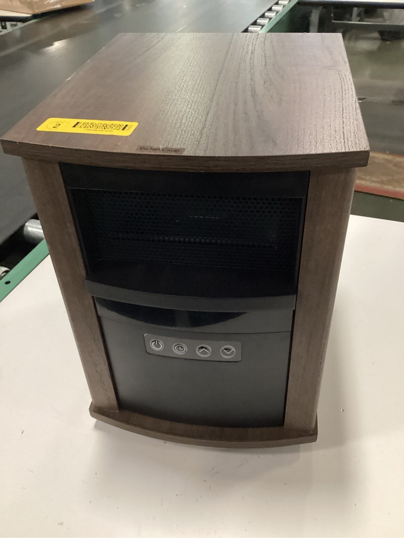 Condition photo showing As Is for Space Heater 1500W Energy Efficient Infrared Heater for Quick and Even Heating in Large Spaces with Adjustable Thermostat, Overheat Protection,Wood