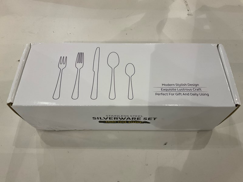 Condition photo showing New/Like New for Silverware Set for 8, Heavy Duty Stainless Steel Cutlery Set Flatware Set,40 Piece Premium Silverware, Mirror Polished Modern Cutlery include Fork Knife Spoon Set,Dishwasher Safe 40 Pieces
