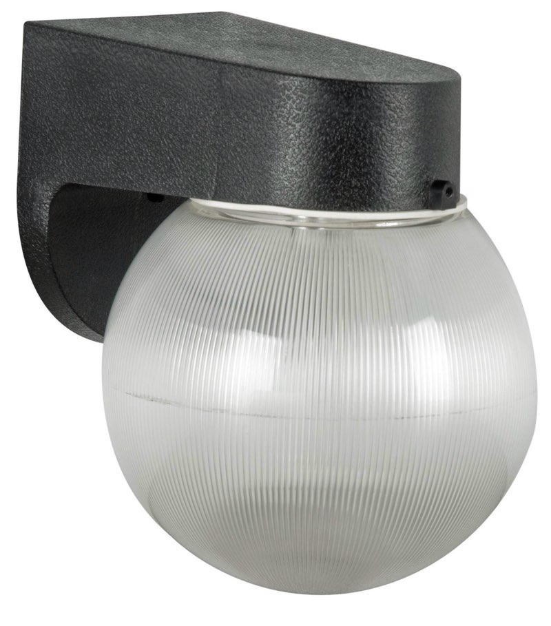 F4316-31 One Light Globe Flush Mount, Black Finish with Clear Prismatic Acrylic Glass