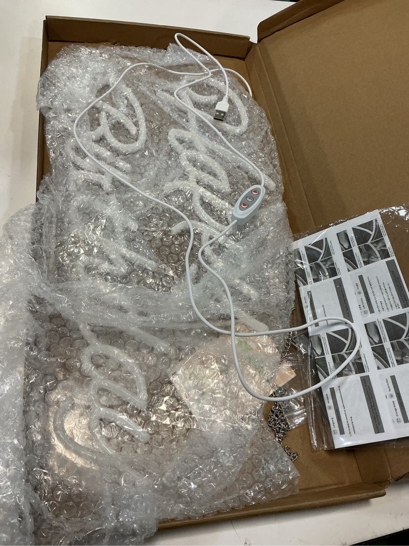 Condition photo showing Good Condition for Happy Birthday Neon Sign for Wall Decor, 17×12 Inch Warm White LED Neon Light Signs, Art Decoration Happy Birthday Neon Light Sign for All Birthday Party Decoration with 2 Pcs Pasters