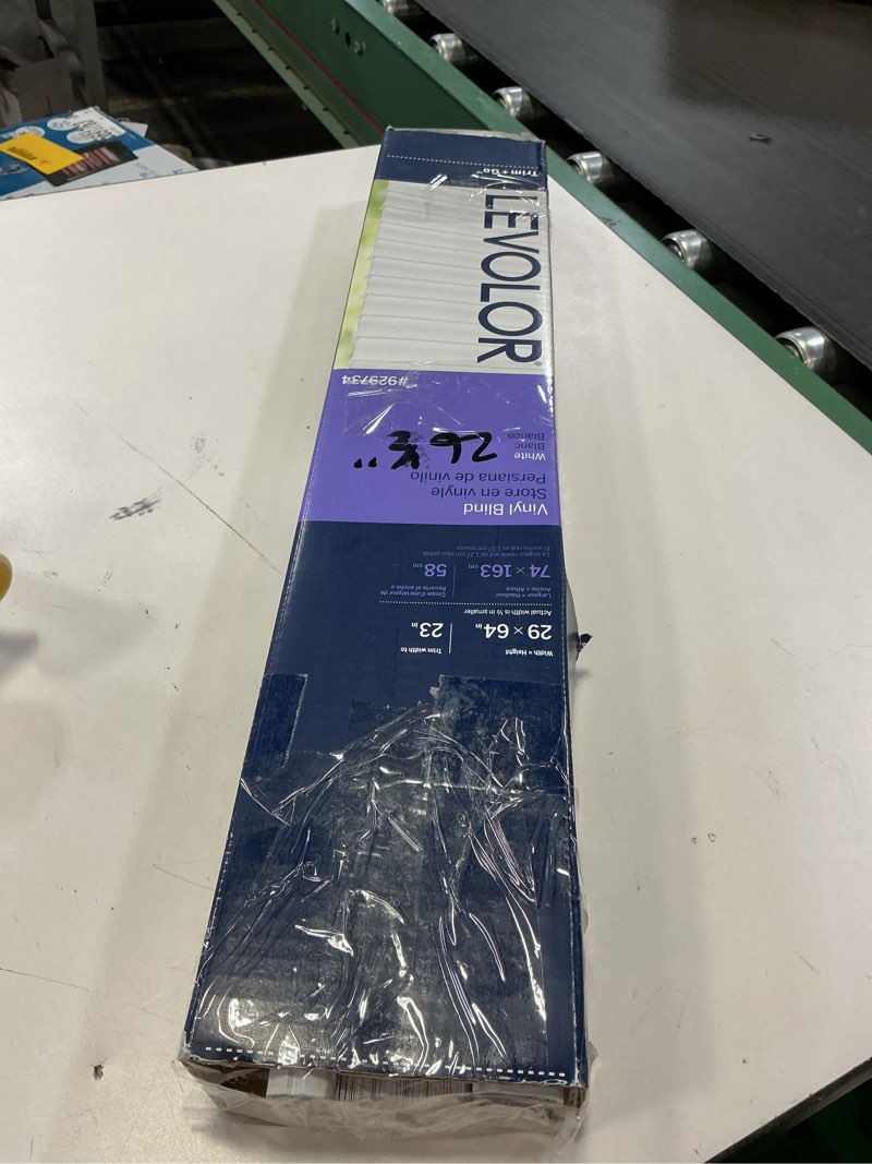 Condition photo showing Good Condition for Similar levolor LOTUS & WINDOWARE Cordless Mini Blind, 1\\\" Vinyl Slats, 23\\\" Wide x 64\\\" Long - White, Window Blinds for Home and Office, Interior Door Blinds - Light Filtering 23\\\"W x 64\\\"H White