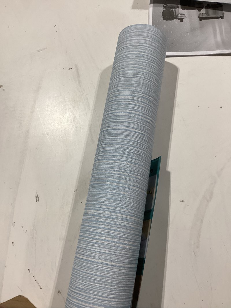 Condition photo showing Good Condition for haimin grasscloth wallpaper textured 24in x 393in fabric contact paper light blue wall paper textured linen peel and stick self-adhesive thick vinyl embossed film wallpaper