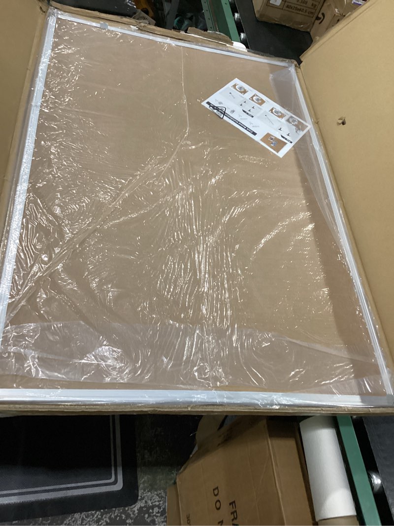 Condition photo showing New/Like New for board2by large cork board bulletin board 48 x 36, silver aluminium framed 4x3 corkboard, office board for wall cork, wall mounted notice pin board with 15 push pins for school, home & office 48" x 36"