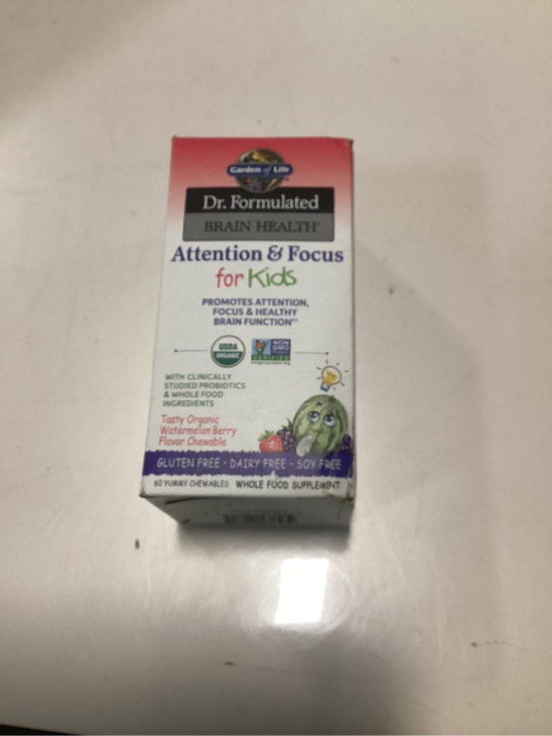 Garden of Life Dr. Formulated Attention and Focus for Kids, Supplement Promotes Healthy Brain Functi,Best used 03/2026