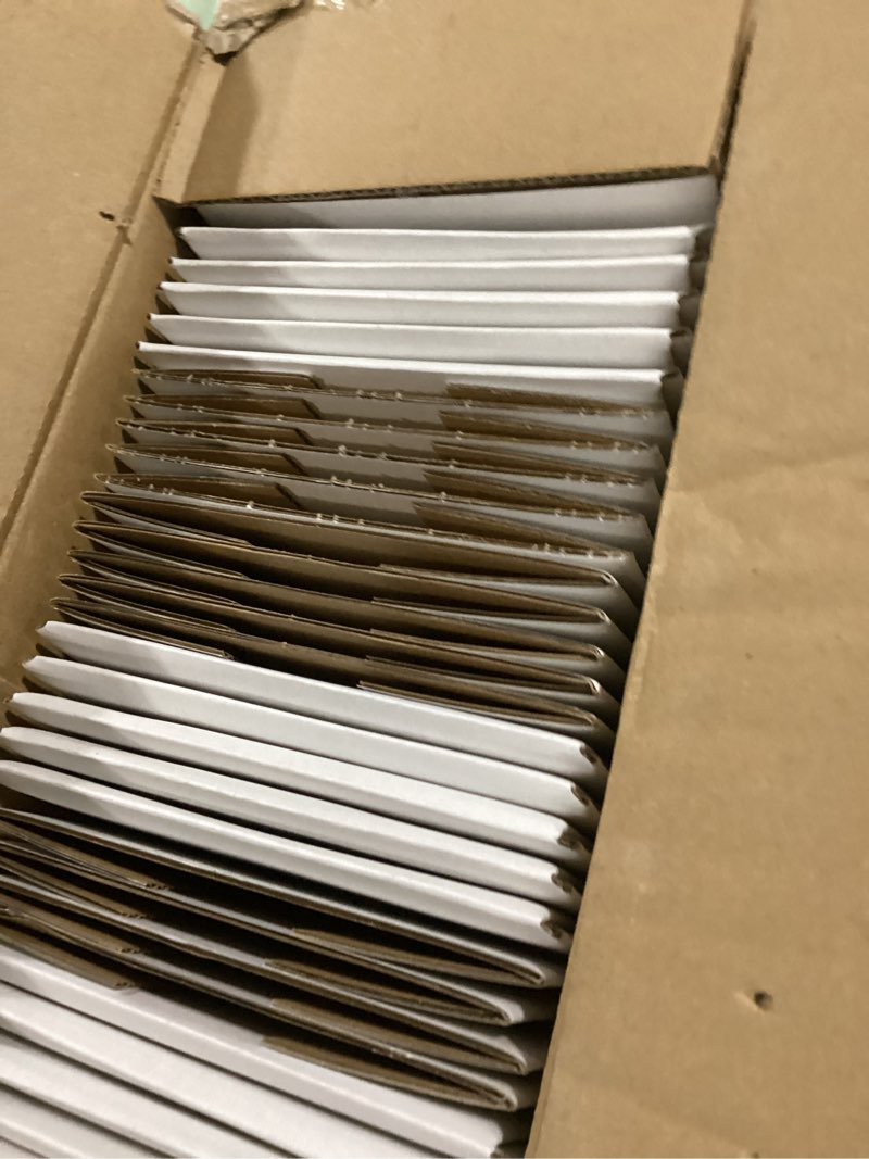 Condition photo showing As Is for HORLIMER 6x6x2 inches Shipping Boxes Set of 50, White Corrugated Cardboard Box Literature Mailer 6" x 6" x 2" 50 Pack