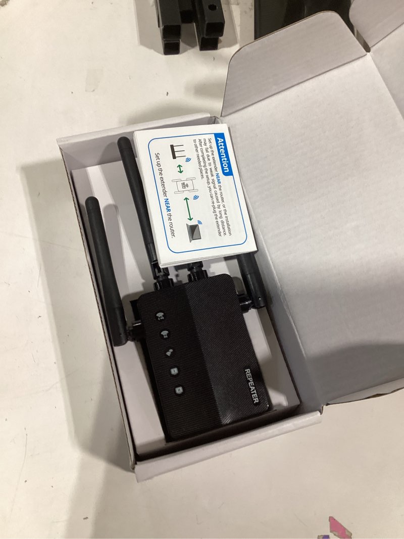 Condition photo showing Good Condition for WiFi Extender, 1200Mbps Dual Band 2.4/5GHz WiFi Extender Signal Booster – 12880 Sq Ft Coverage, Easy Setup, Supports 105 Devices, 1-Tap Setup & Ethernet Port Black-Q3