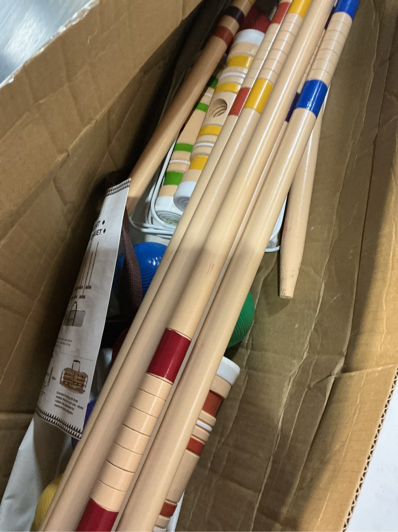 Condition photo showing Good Condition for ropoda 35in updated six-player croquet set with wooden mallets, colored balls, sturdy carrying bag for adults &kids, croquet set perfect for lawn,backyard,park and more