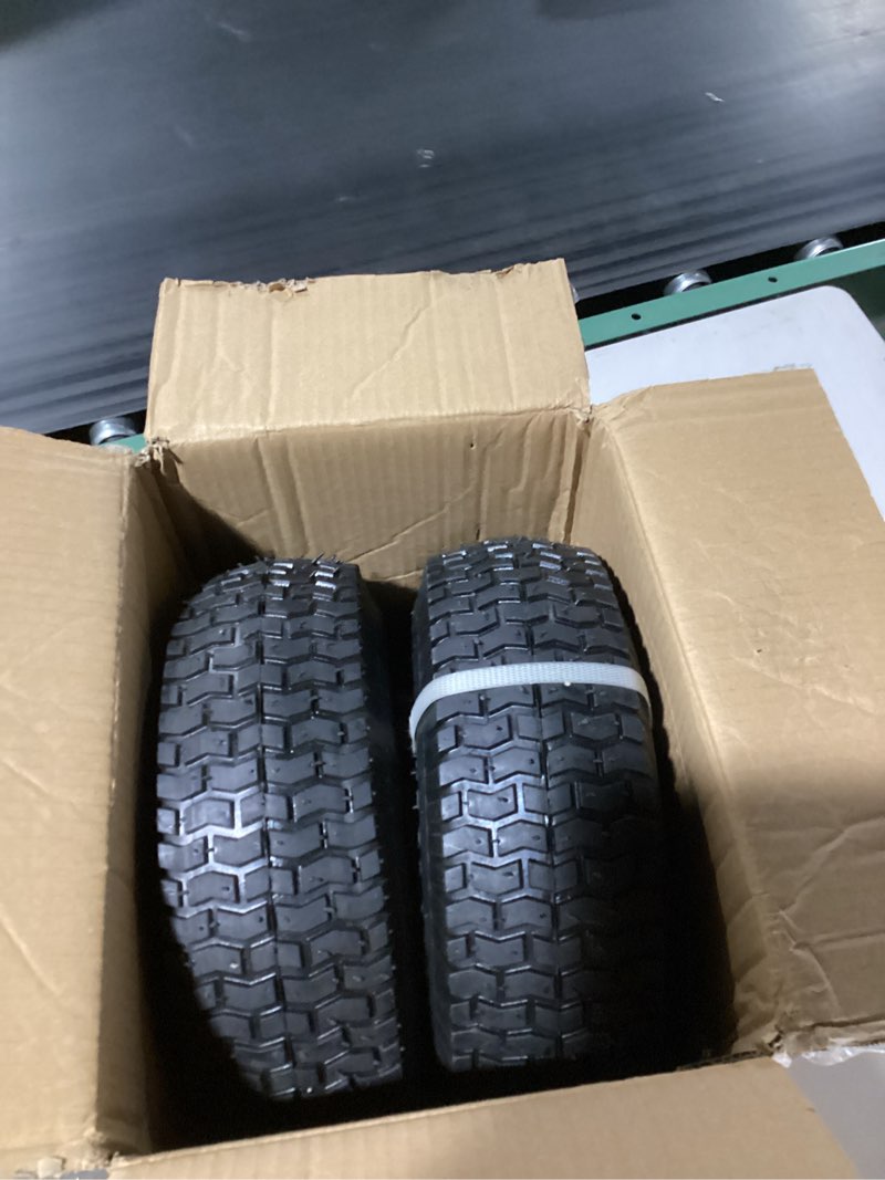 Condition photo showing Good Condition for 2-Pack of 13x5.00-6" Wheels,13" Pneumatic Tires,Steel Rim and 3/4" Axle Bore Hole(Bushing),3"-6” Centered Hub,for Riding Lawn Mower,Utility Wagon and More?All Purpose Utility Tire TT5006-2W