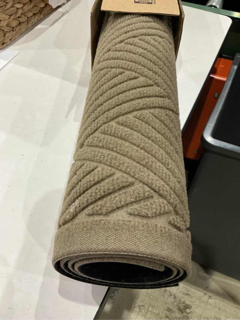 Condition photo showing Good Condition for hiyard sturdy front door mat, absorbent muddy dirt resist welcome door mats outdoor indoor, stain and fade resistant, non-slip rubber backing low profile doormat for entryway, 47×32, beige beige 2'8" x 3'11" (rectangular)