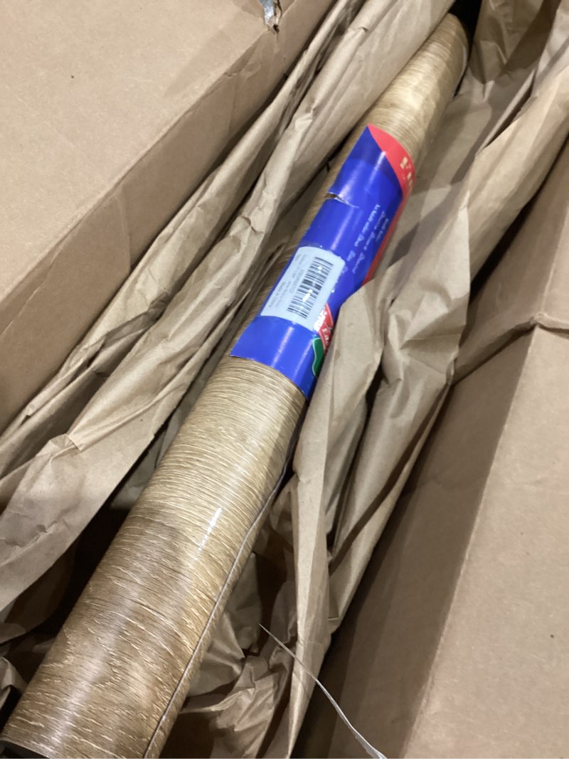 Condition photo showing Good Condition for funstick 24" x 200" brown wood grain contact paper wood peel and stick wallpaper wood self adhesive vinyl removable wall paper roll for kitchen cabinets countertops table desk drawers shelves doors