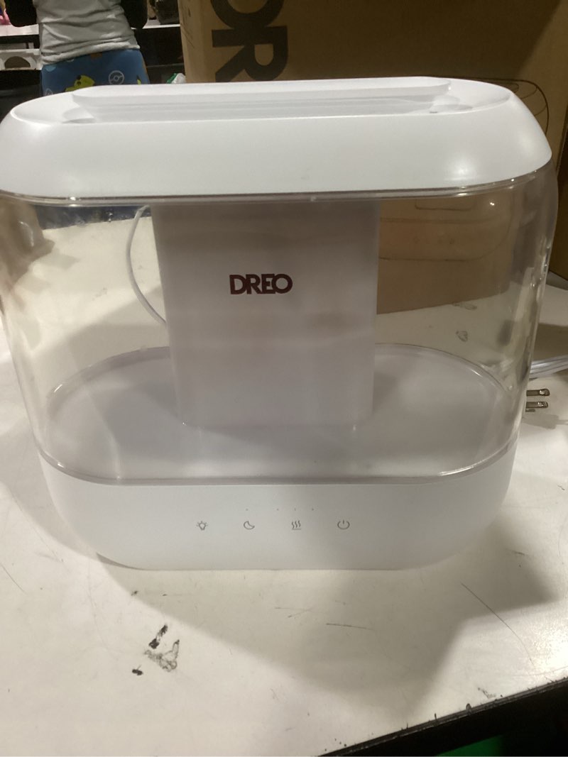 Condition photo showing Good Condition for Dreo Humidifiers for Bedroom, 4L Top Fill for Large Room, 36H Runtime, 28 dB Quiet Supersized Cool Mist Air Humidifier for Baby Nursery, Plants, Indoor, Night Light, Easy to Clean & Fill, White