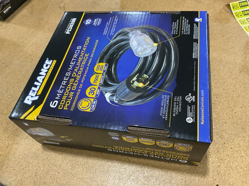 Condition photo showing New/Like New for reliance controls pc3020 pc3020k generator power cord, black