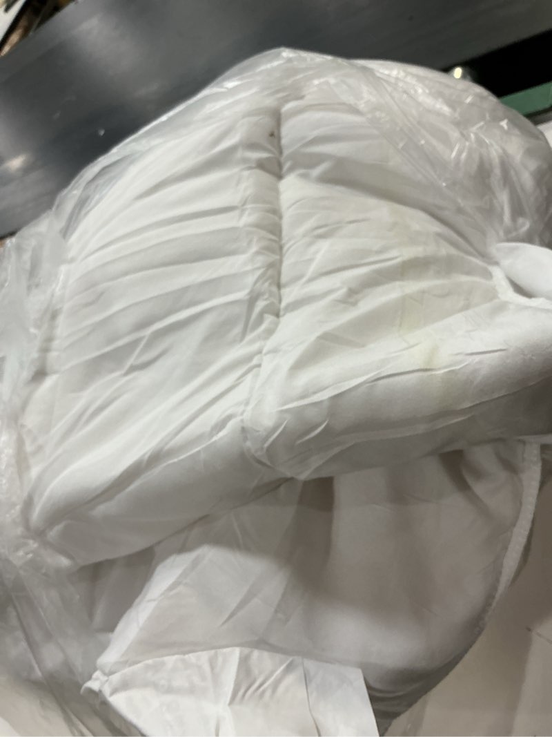 Condition photo showing As Is for olanly king quilted fitted mattress pad – soft pillow top mattress topper, down alternative fill, cooling comfort breathable mattress cover, machine washable deep pocket mattress protector, white white king