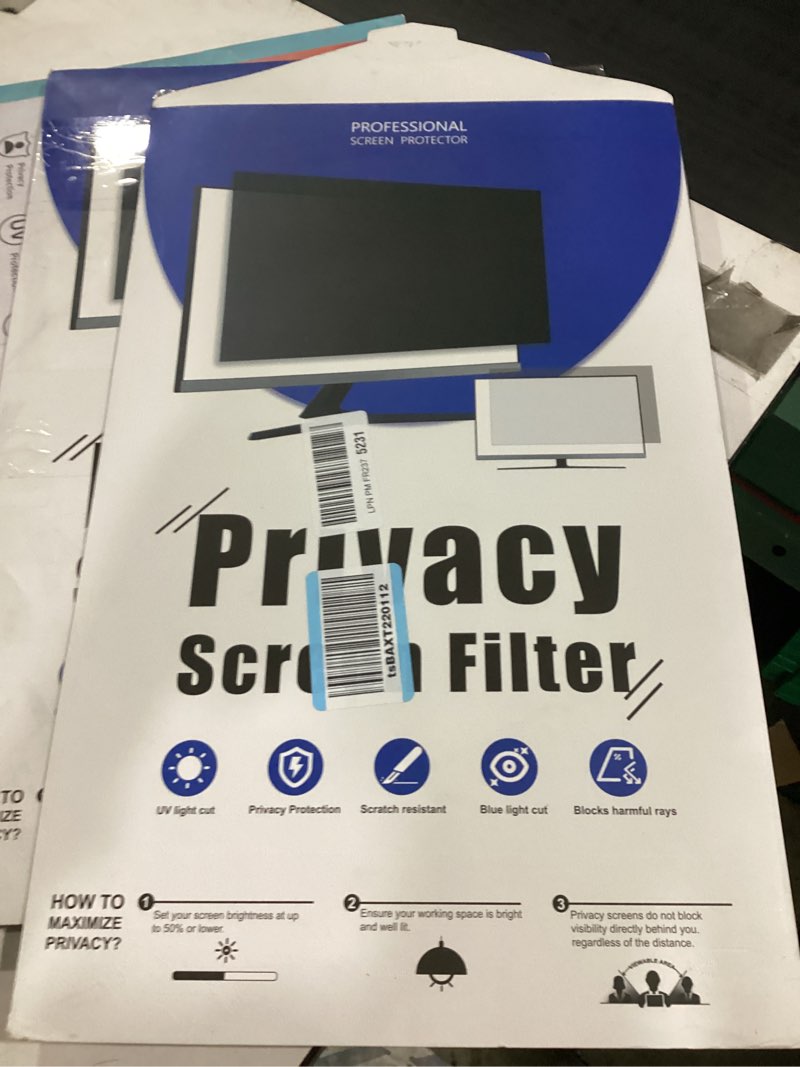 Condition photo showing New/Like New for [2-Pack] 24 Inch Privacy Screen for Computer Monitor 16:9 Aspect Ratio, Eye Protection Anti Blue Light Glare Shield, 24inch Removable Black Blackout Anti Spy Desktop Security Private Filter 24''(16:9)