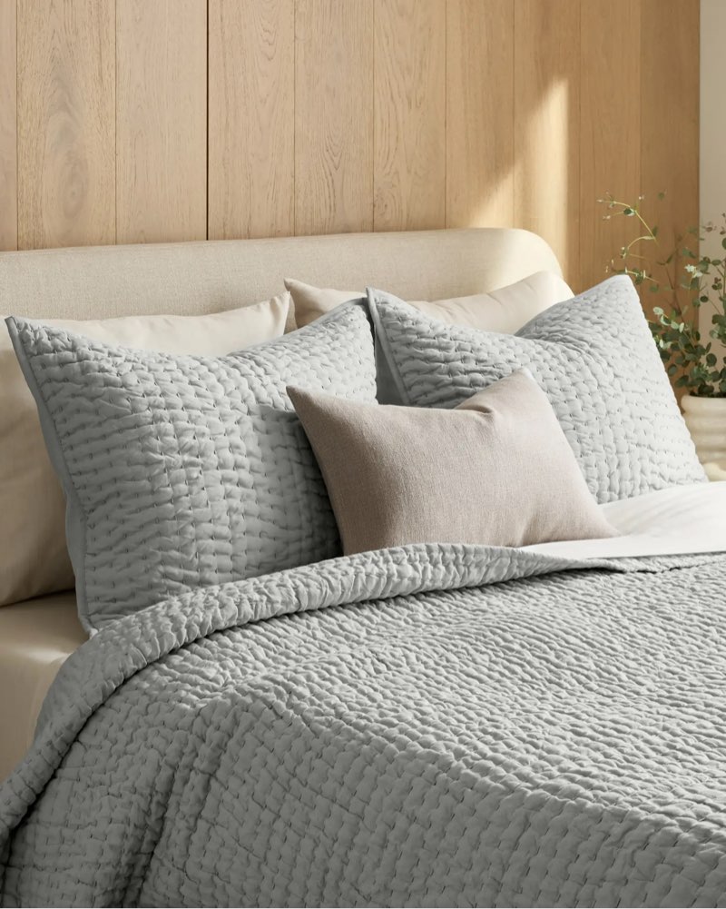 (king, color mist)european linen cotton stitch quilt set(quince)