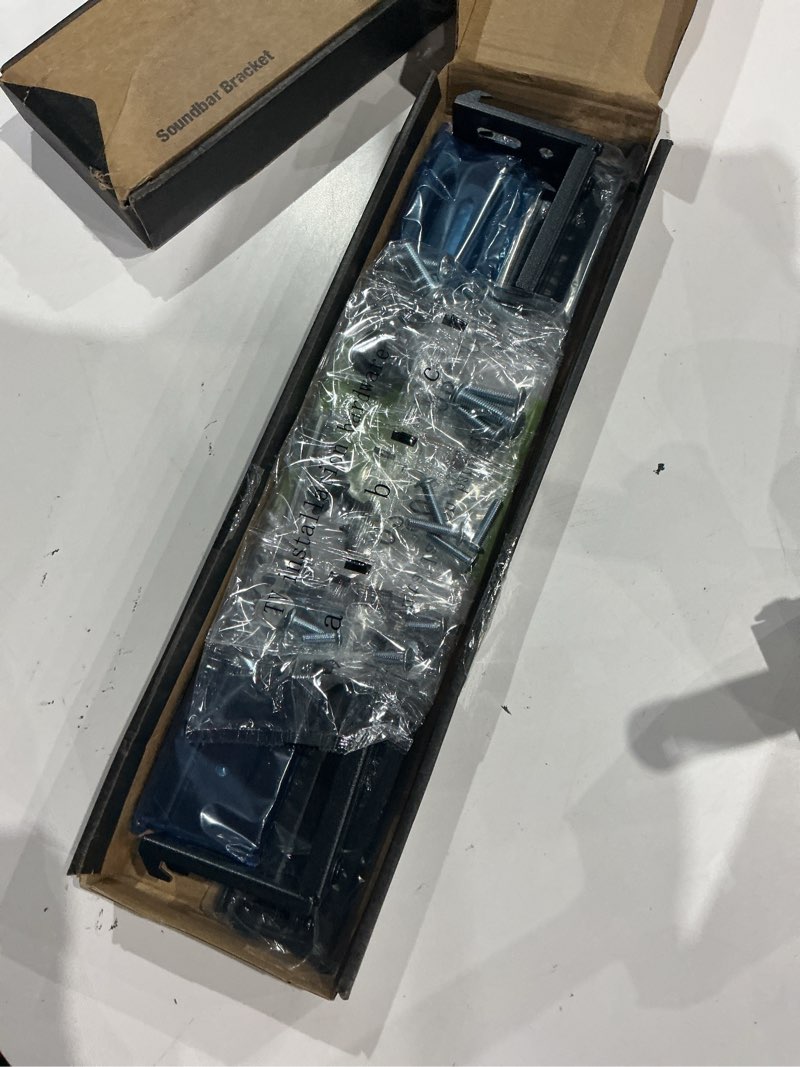 Condition photo showing As Is for usx mount universal soundbar mount, sound bar tv bracket for soundbar with speaker, fits 2 installation options, removable no-slip base holder extends 3.46”-6.06” soundbar mount up to 13 lbs