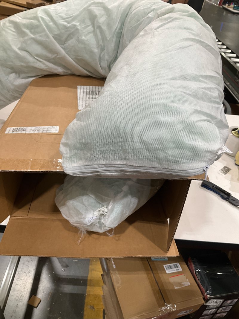 Condition photo showing Good Condition for FurHaven 36" Calming Donut Dog Bed for Large Dogs, Round Plush Donut Design with Soft Filling for Snuggling Comfort, Removable Washable Cover, Large, Shaggy Faux Fur, Mist Gray Large Mist Gray