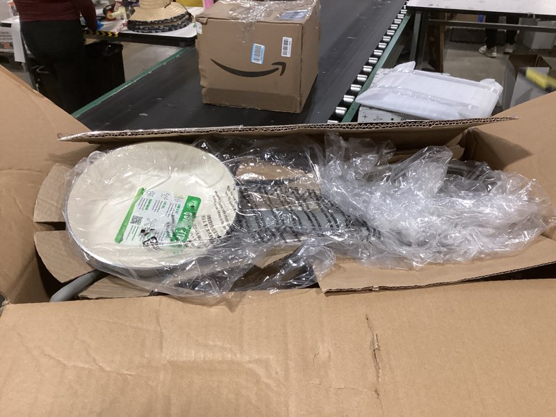 Condition photo showing Good Condition for GreenLife 16 Piece Nonstick Cookware Set, Soft Grip Non-Toxic PFAS-Free Ceramic Pots & Pans, Dishwasher & Oven Safe, Frying, Sauce, Saute, Utensils, Glass Lids, Stay-Cool Handles, Wobble Free, Gray 16 Piece Cookware Set Quartz Grey