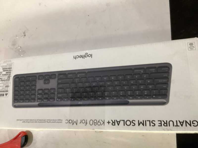 Condition photo showing As Is for logitech signature slim solar+ wireless bluetooth keyboard k980 for mac, solar and artificial light 