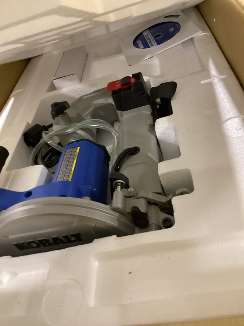 Condition photo showing As Is for Kobalt 7-in 10-Amp Wet Sliding Table Tile Saw with Stand