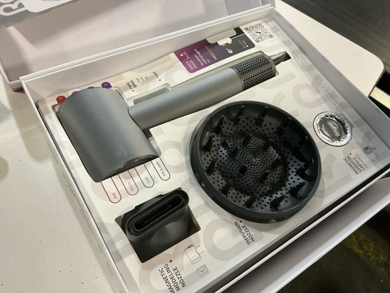 Condition photo showing Good Condition for 2-in-1 hair dryer & fragrance essence capsule, 110,000 rpm high-speed 1200w ionic blow dryer with brushless motor, intelligent heat control, lightweight, low noise with magnetic nozzle gray