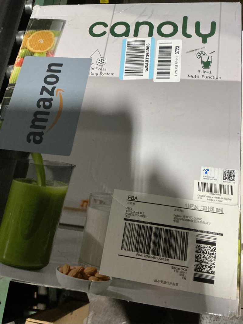 Condition photo showing Good Condition for canoly c16 cold press juicer, 6" extra wide feed chute, 3-in-1 strainers (juice & sorbet & nut milk), powerful ac brushless motor, self precut system, juicer machines with bpa-free (space gray)