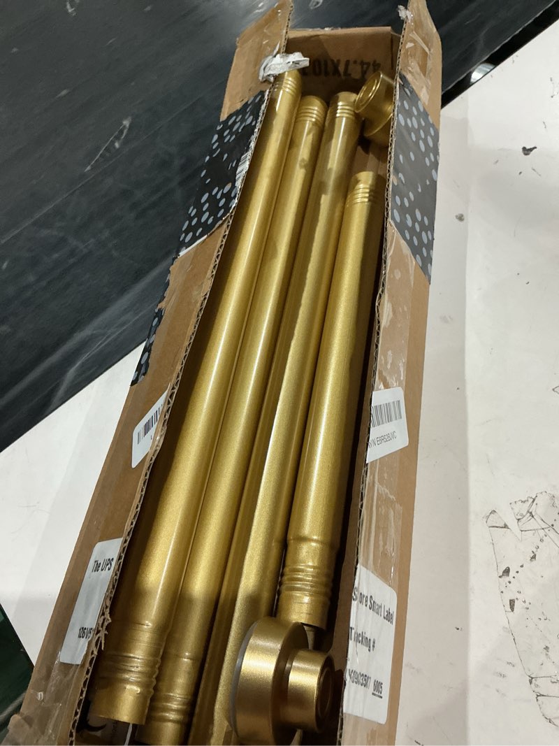 Condition photo showing Good Condition for gold shower curtain rod 34-82 inches(2.8-6.8ft) never rust adjustable shower rod spring tension non slip no drilling shower rods for bathroom garland window gold 34”-82“