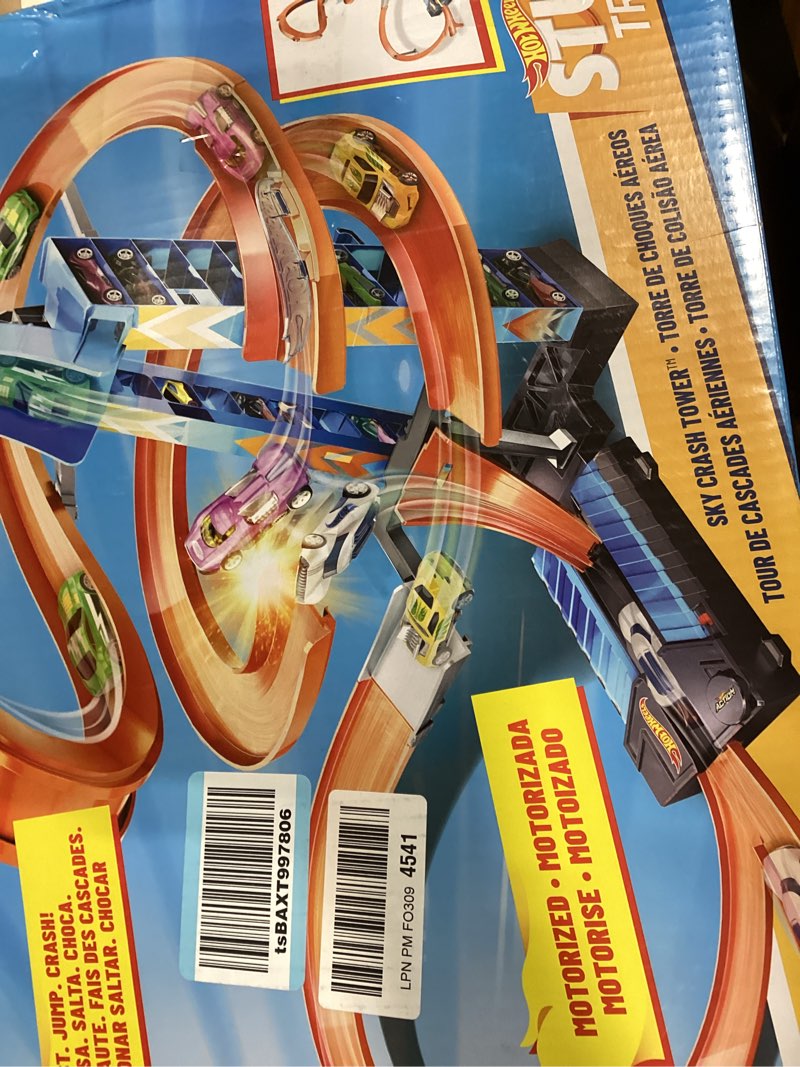 Condition photo showing Good Condition for Hot Wheels Sky Crash Tower Track Set, 2.5+ ft / 83 cm High with Motorized Booster, Orange Track & 1 Hot Wheels Vehicle, Race Multiple Cars, Gift for Kids 5 to 10 Years Old & Up Standard