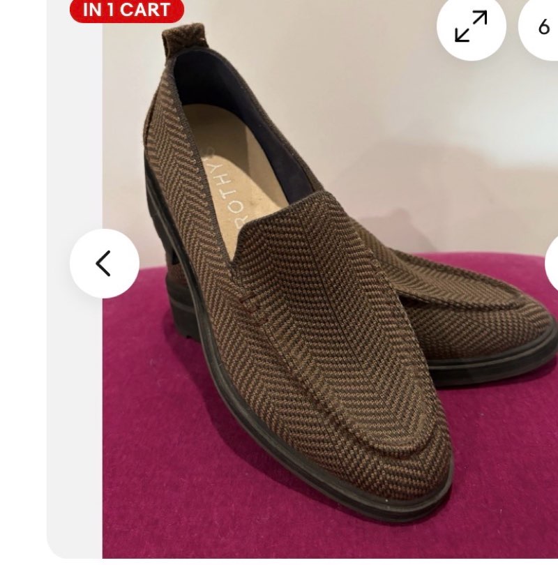 rothy's women’s the lug loafer brown herringbone knit shoes size (6)