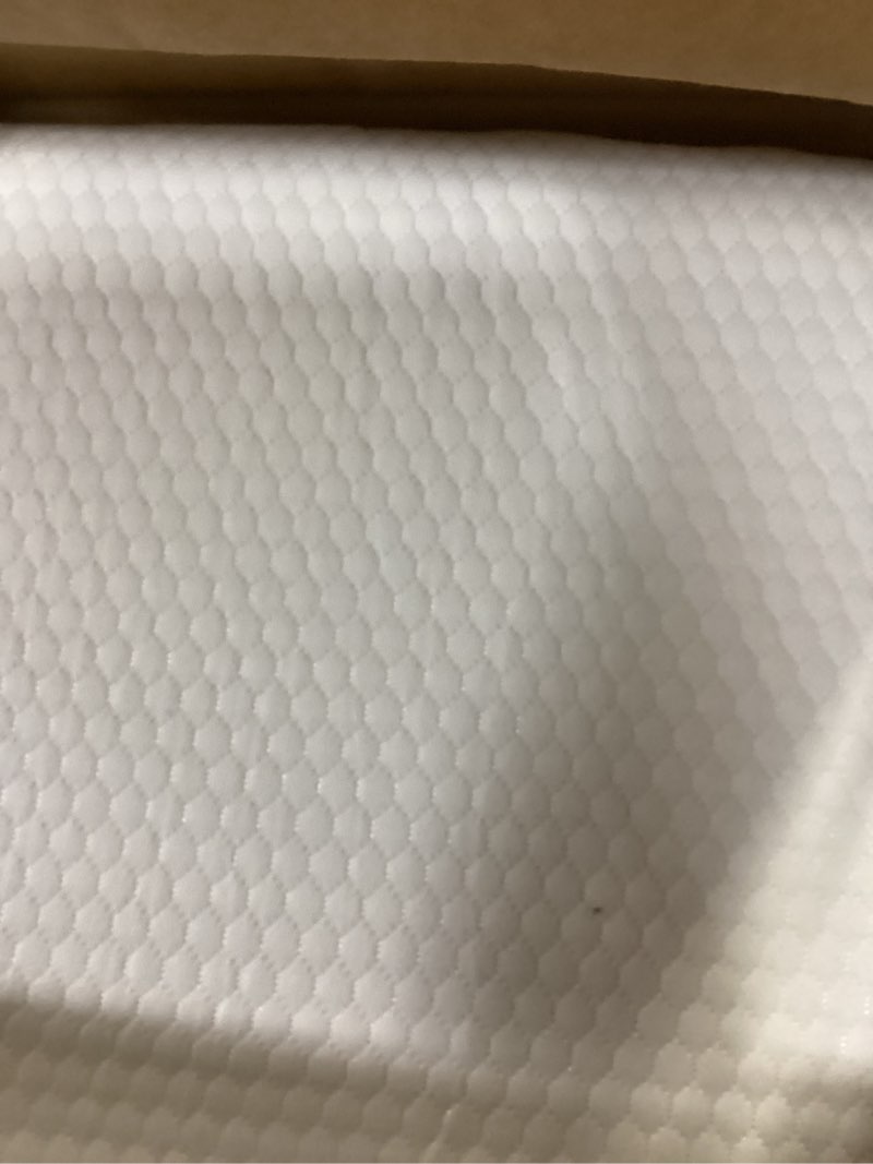 Condition photo showing As Is for Bedluxe Wedge Pillow, 10 inch Bed Wedge Pillow for Headboard, Pillow Wedge for Acid Reflux Relief, Sleeping, Back Pain Relief, Snoring, Triangle Pillow Wedge - Cooling Memory Foam Top, White/Grey 24*24*10 Inch White Grey