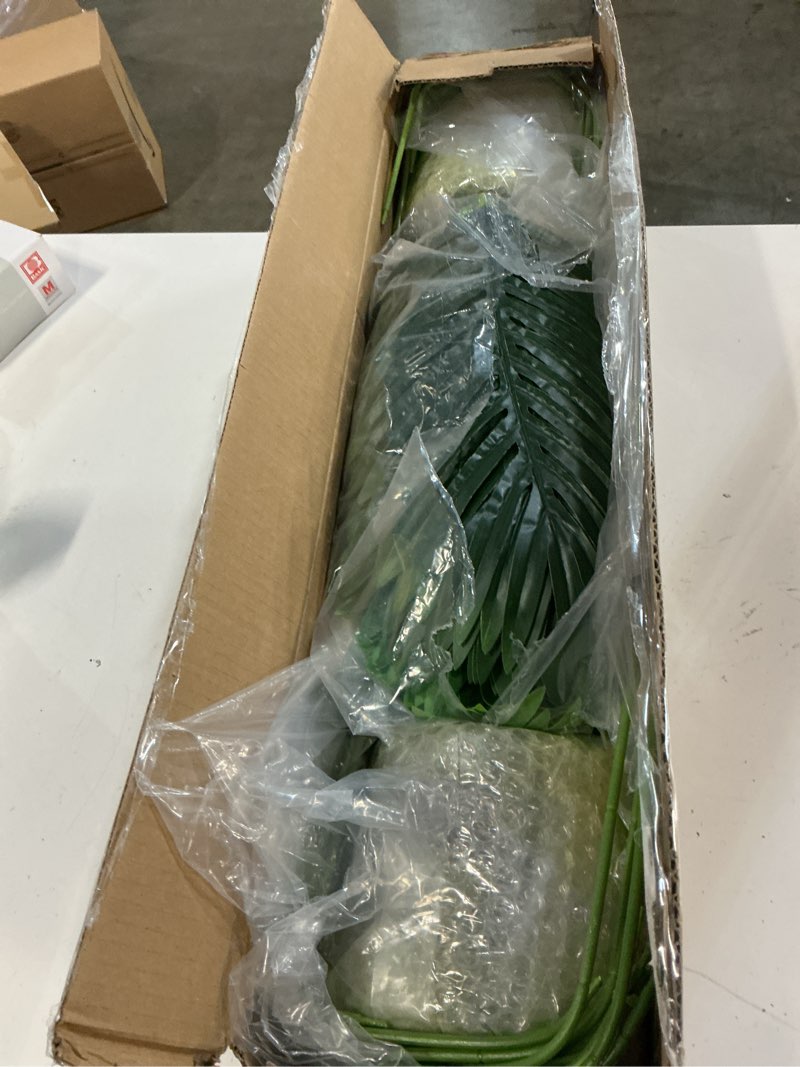 Condition photo showing Good Condition for 4ft 2pcs large artificial plants fake palm tree tropical palm leaves faux palm plants tall tree indoor real touch plastic monstera leaves for home garden outdoor office decor (4ft/125cm-2pcs)