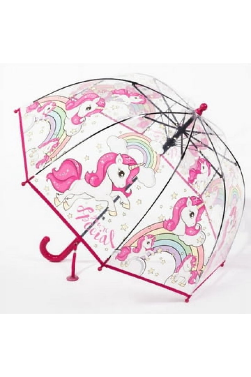 MRTLLOA Kids Dog Clear Bubble Umbrella, Toddler Grip Curved Handle Stick Rain Umbrella(Squirrel)