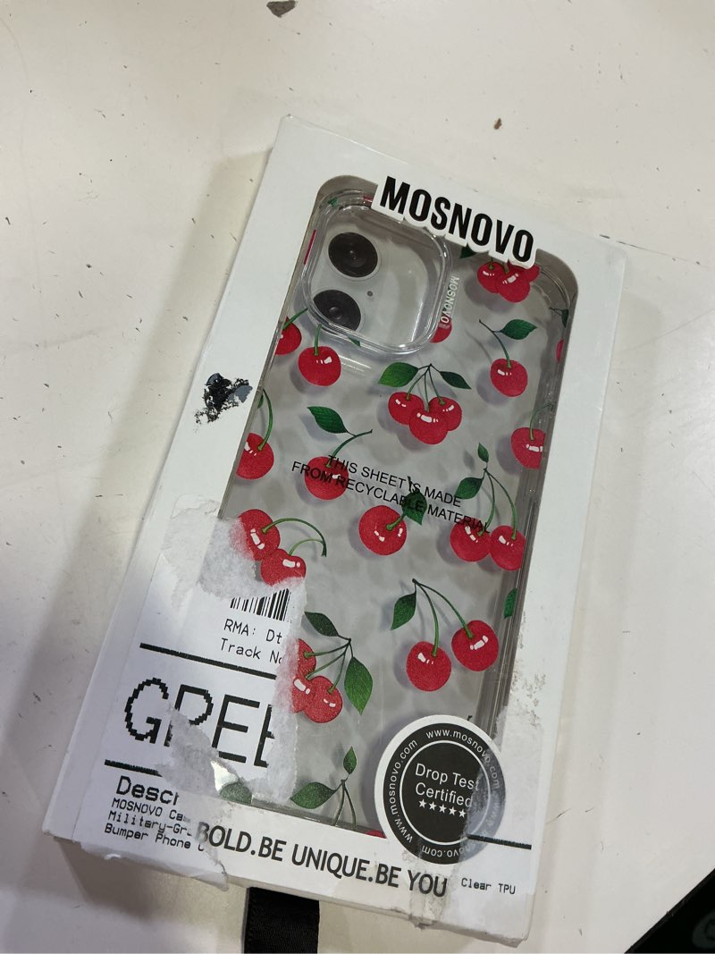 Condition photo showing Good Condition for mosnovo case for iphone 16 plus, [buffertech 6.6ft military-grade drop protection] [anti peel off tech] clear tpu bumper phone case cover design - cute cherry iphone 16 plus clear - cute cherry