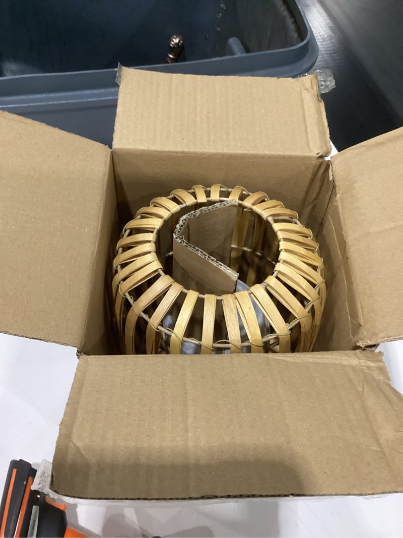 Condition photo showing Good Condition for Karma, Boho Wicker Lantern, Hand-Crafted Wicker Candle Holder for Table, Decorative Outdoor Lantern for Patio, Natural