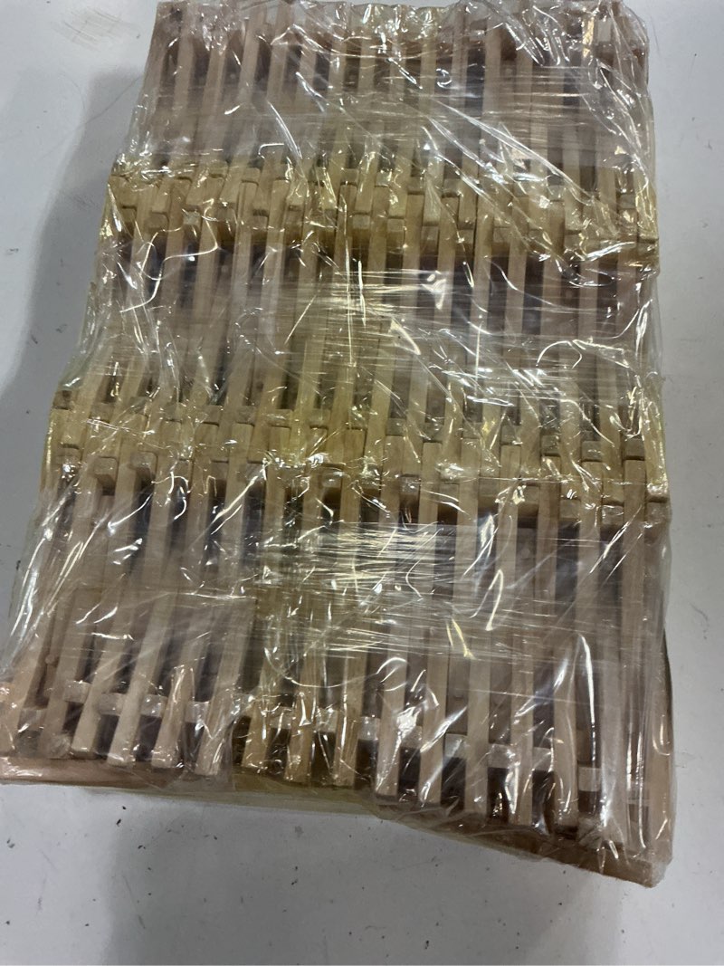 Condition photo showing Good Condition for 100 pcs mini wood easel stands, 5 inch small wooden canvas easels for display, arts & crafts easels tripod for tabletop painting, weddings, photos, business cards, diy crafts, home decoration