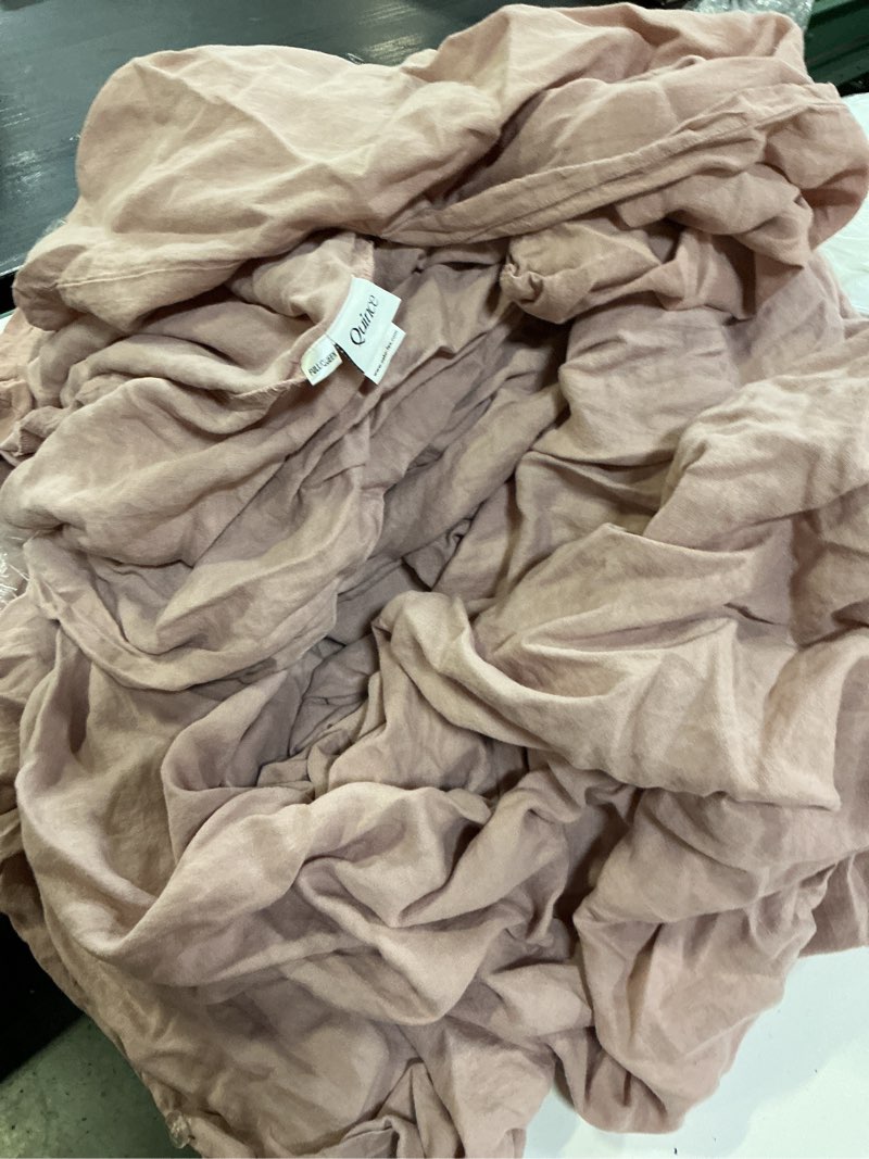 Condition photo showing As Is for european linen duvet cover set dusty mauve full/queen