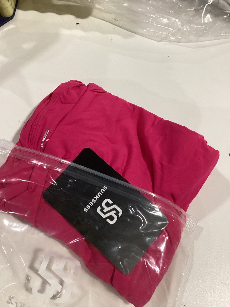 Condition photo showing Good Condition for SUUKSESS Women Double Lined Going Out Trendy Crop Tops Ruched Sleeveless Shirts Medium Hot Pink