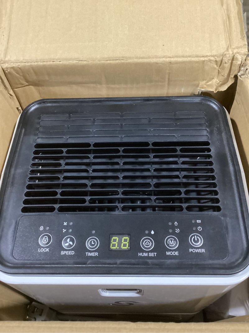 Condition photo showing Good Condition for 2000 Sq. Ft Dehumidifier for Home/Basement, 30 Pints 36 dB Dehumidifiers for Bedroom/Bathroom With Drain Hose LED Intelligent Humidity Light white