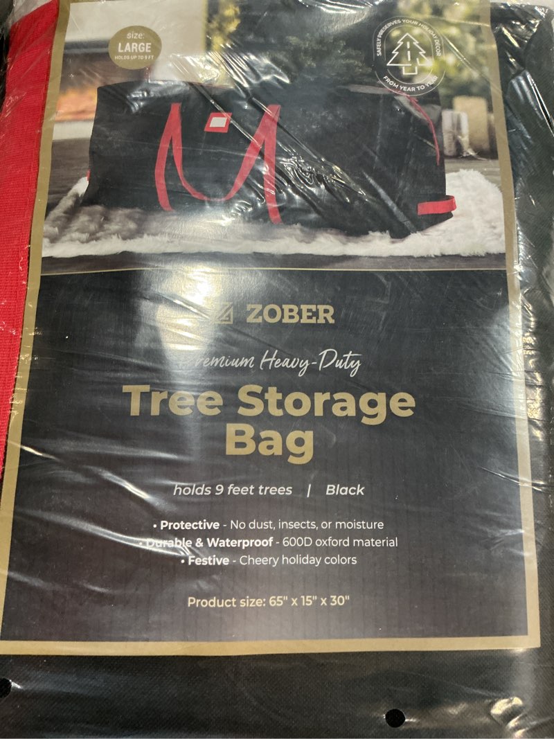 Condition photo showing New/Like New for zober 600d oxford fabric large christmas tree storage bag - fits 9 ft artificial trees - tear proof waterproof christmas tree bag for storage box for xmas - strong, durable handles - card slot - black 9 ft black