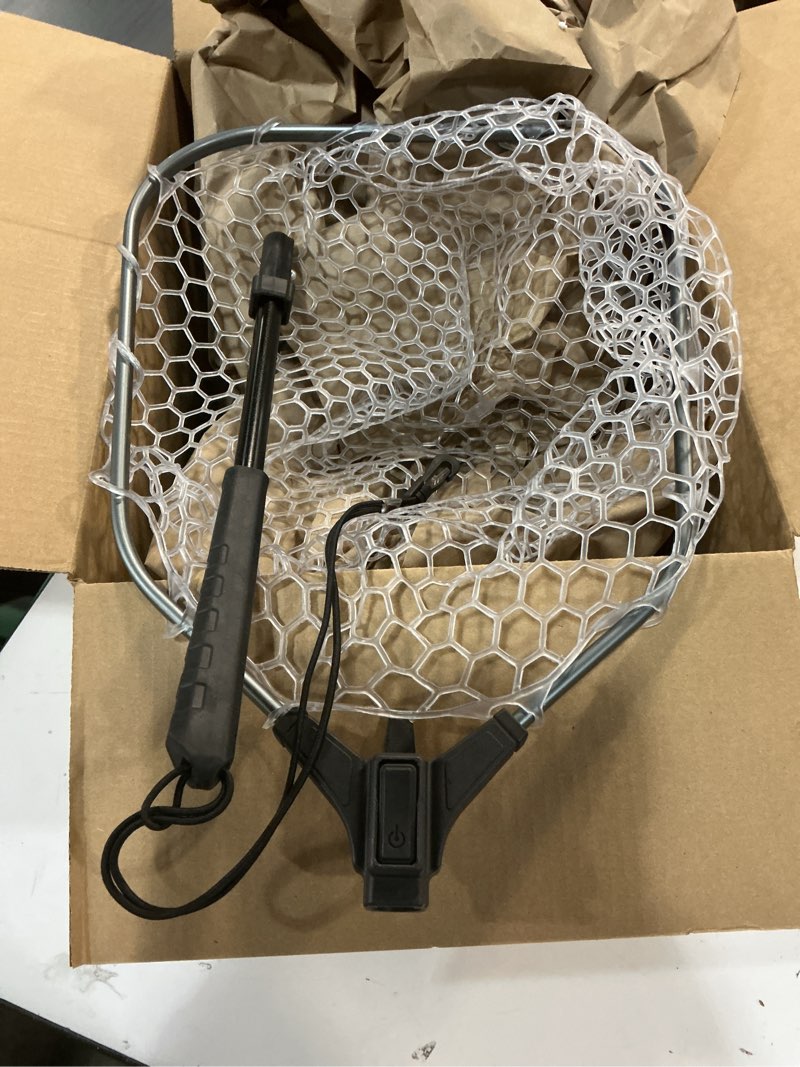 Condition photo showing As Is for Black Paw Floating Fly Fishing Net, Telescopic Rubber Fishing Net for Trout, Foldable Extendable Fish-Friendly Design for Safe Catch and Release A3: Rubber Net - Hoop Size: 17''- 12''- 12''