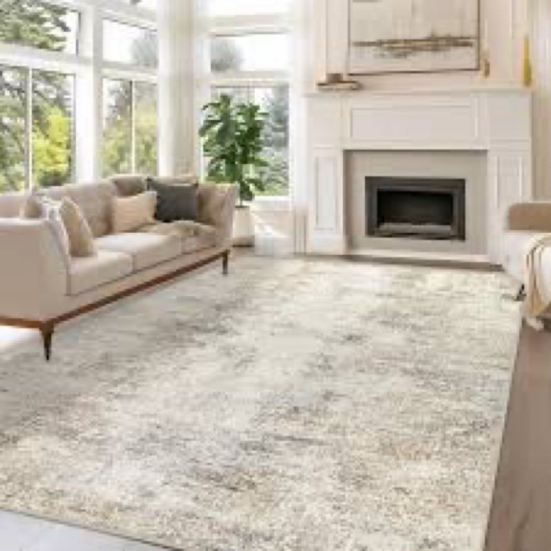 capslpad 8x10 abstract area rug, non-slip washable foldable rug, low pile ultra soft non-shedding, m