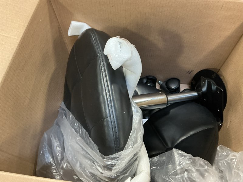 Condition photo showing Good Condition for Black Square Minimalist Swivel Stool with Wheel Perfect for Work SPA Shop Massage Height-Adjustable and Cost-Effective Rolling Stool Chair with Back