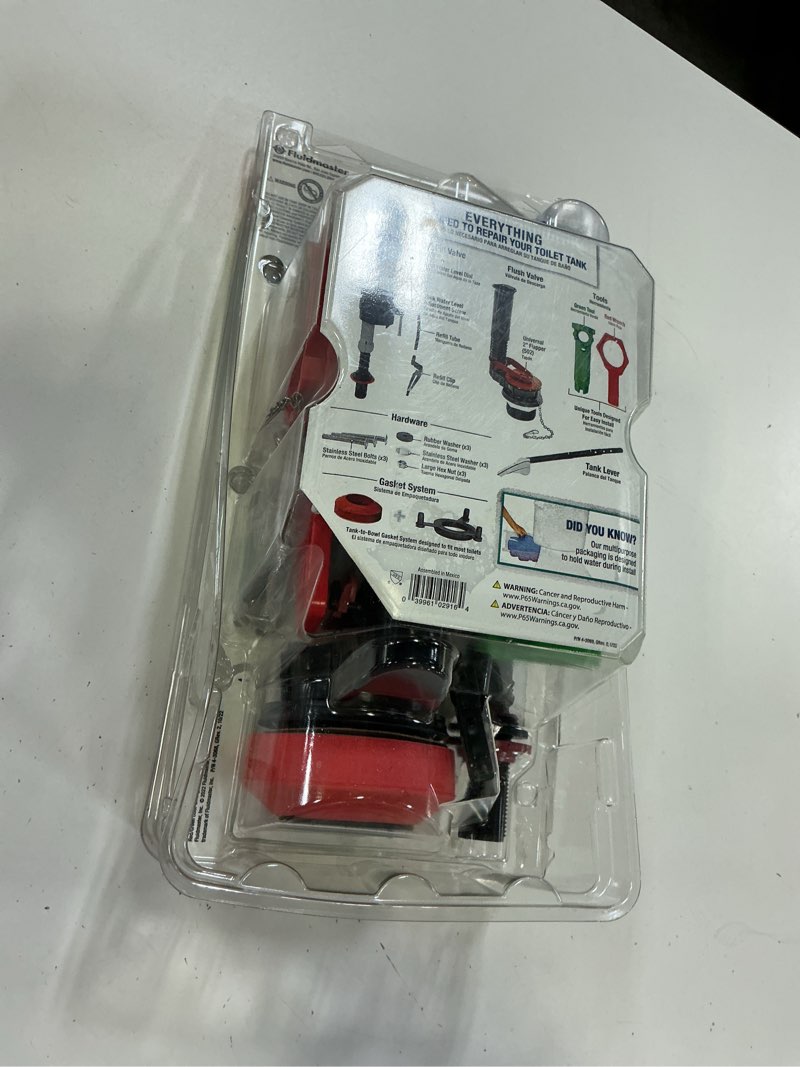 Condition photo showing As Is for fluidmaster performax universal 2 in. high performance everything toilet tank repair kit with install tools