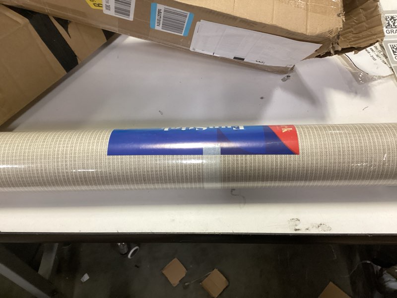 Condition photo showing New/Like New for FunStick Thick Grasscloth Wallpaper Peel and Stick Textured Wallpaper Grey Self Adhesive Vinyl Wall Paper Removable Geometric Contact Paper for Bedroom Laundry Room Walls Cabinets Furniture 12"x200" 12" x 200" Gray