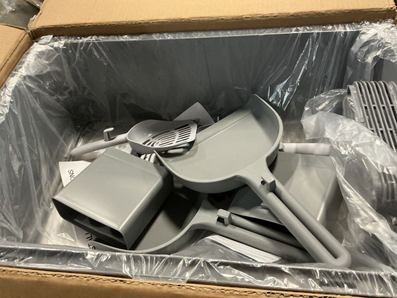 Condition photo showing As Is for 2 Pack Stainless Steel Litter Box, XL Enclosed Cat Litter Boxes, Metal Litter Pan with High Sides Odor Free Non Sticky Easy Cleaning, Grey X-Large Grey-2pcs(24 in)