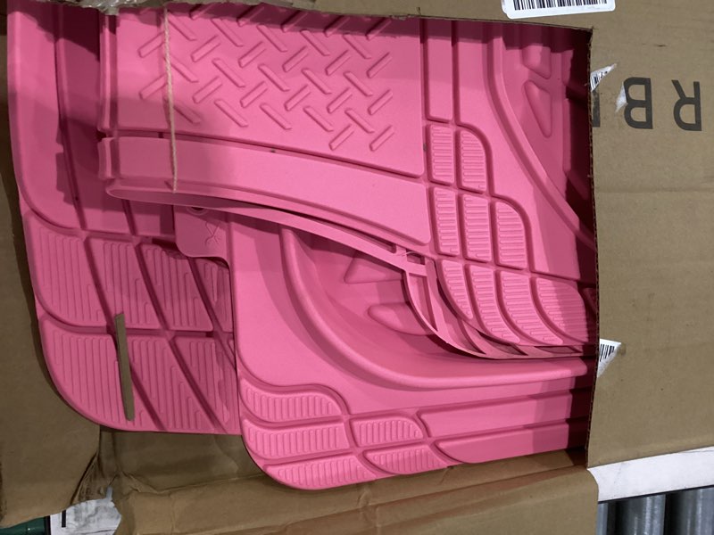 Condition photo showing New/Like New for popstar pink car floor mats - universal trim to fit all weather champagne pink car accessories - girl car accessories for women & cute car mats for women, girly car decor, truck, & suv