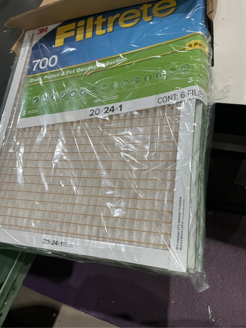 Condition photo showing New/Like New for filtrete 20x24x1 ac furnace air filter, mpr 700, merv 8, tough on pollen, easy on airflow, 3-month pleated 1-inch electrostatic air cleaning filter, 4-pack (actual size 19.81 x 23.81 x 0.81 in)