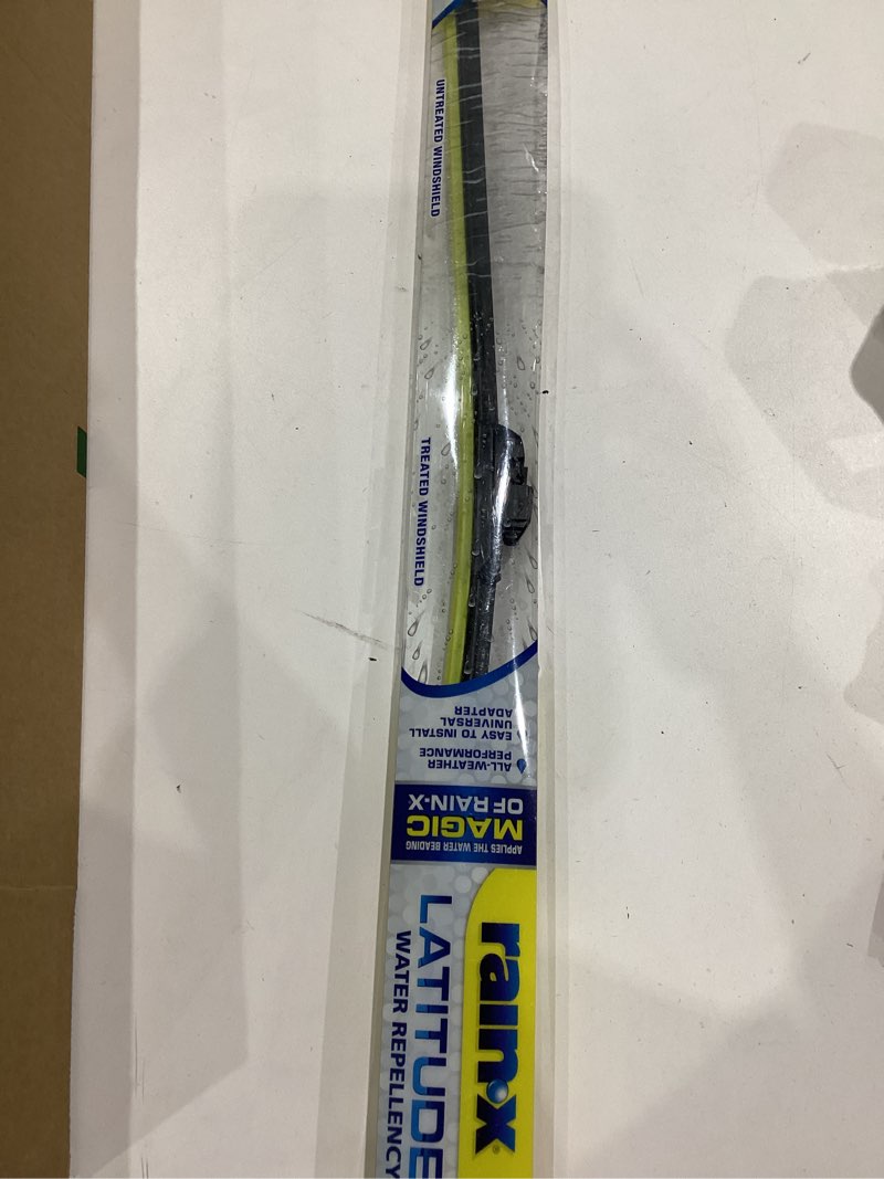 Condition photo showing As Is for rain-x 5079282-2 latitude 2-in-1 water repellent wiper blades, 28 inch windshield wipers (pack of 1), automotive replacement windshield wiper blades with patented repellency formula 28" latitude